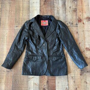 Vintage Ms. Pioneer Black Leather Blazer Jacket Women’s Small